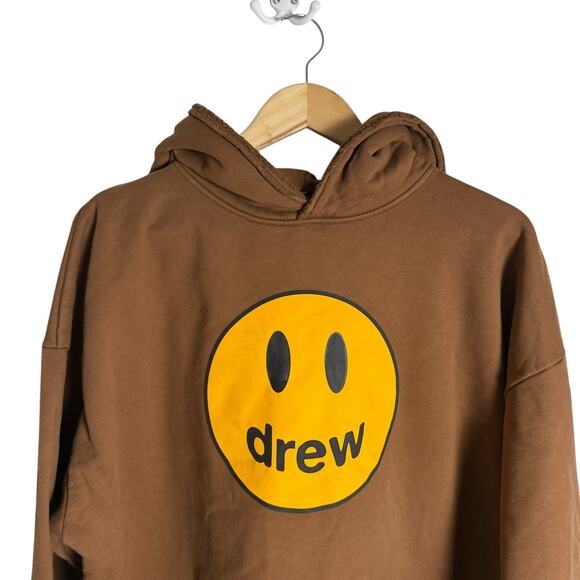 Drew House Mascot Deconstructed Brown Yellow Smiley Face Graphic Hoodie Small - Picture 2 of 11